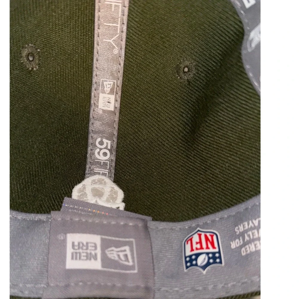 New Era 59FIFTY NFL Saints Olive Green Black Fitted Hat Size 7 1/8‎